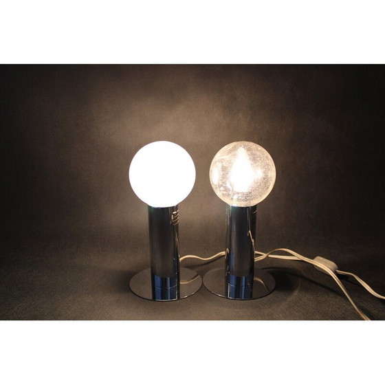 Image 1 of Paire de lampes vintage en acier chromé, Italie 1970