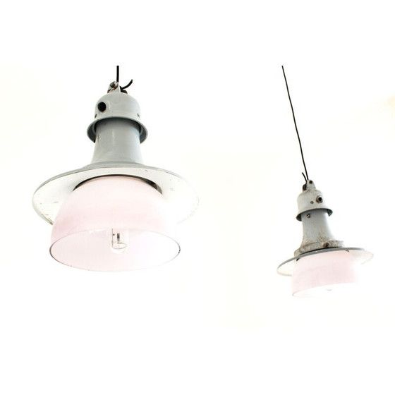 Image 1 of Paire de lampes suspendues vintage en aluminium et alliage gris, Italie 1970