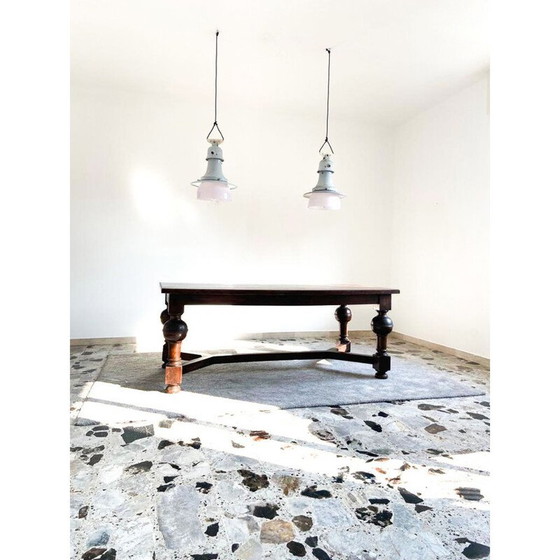 Image 1 of Paire de lampes suspendues vintage en aluminium et alliage gris, Italie 1970