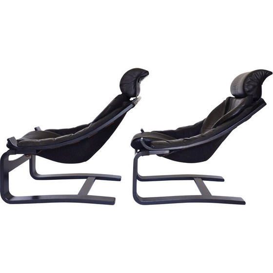 Image 1 of Paire de fauteuils Kroken vintage par Åke Fribytes pour Nelo Möbel, 1970