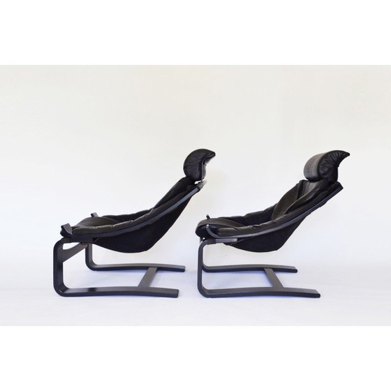 Image 1 of Paire de fauteuils Kroken vintage par Åke Fribytes pour Nelo Möbel, 1970