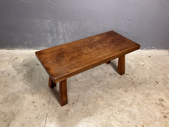 Image 1 of Brutaliste Chêne Seventies Table basse Table basse Banc