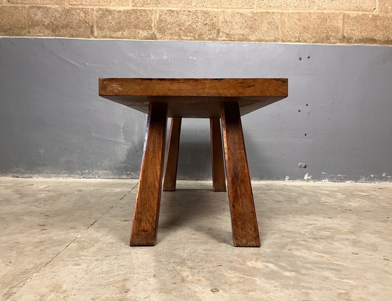Image 1 of Brutaliste Chêne Seventies Table basse Table basse Banc