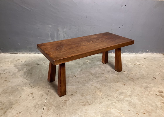 Image 1 of Brutaliste Chêne Seventies Table basse Table basse Banc