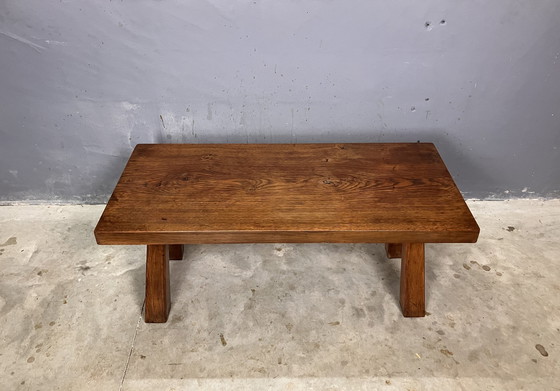 Image 1 of Brutaliste Chêne Seventies Table basse Table basse Banc
