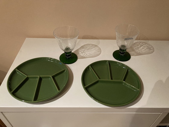 Image 1 of Set de 6 assiettes à fondue vintage Gertz Allemagne de l'Ouest