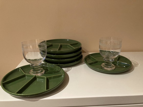 Image 1 of Set de 6 assiettes à fondue vintage Gertz Allemagne de l'Ouest