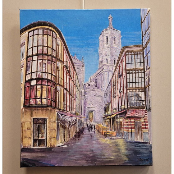Image 1 of Peinture vintage représentant les plus beaux endroits de Valladolid par José A. Gutiérrez, Espagne 2024