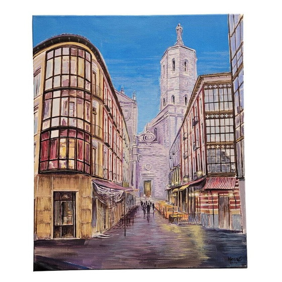 Image 1 of Peinture vintage représentant les plus beaux endroits de Valladolid par José A. Gutiérrez, Espagne 2024