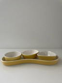 Bols Vintage / Rétro Céramique Jaune Pastel et Blanc