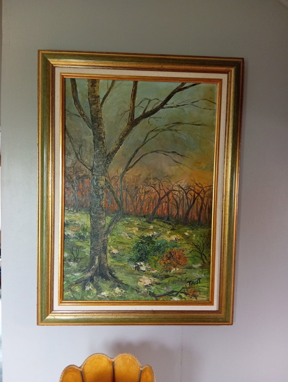 Image 1 of Huile Sur Toile Feu Forêt