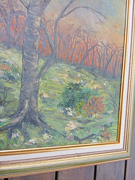 Image 1 of Huile Sur Toile Feu Forêt