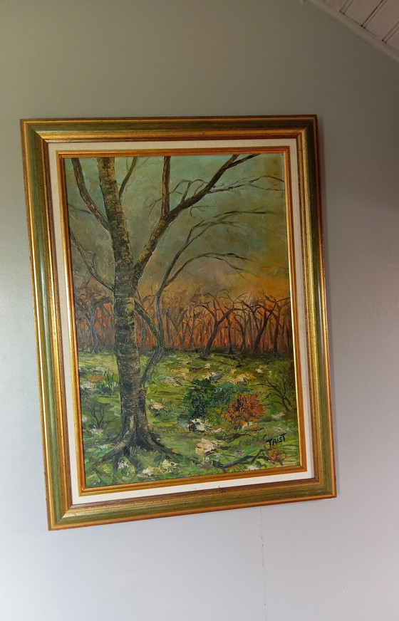 Image 1 of Huile Sur Toile Feu Forêt