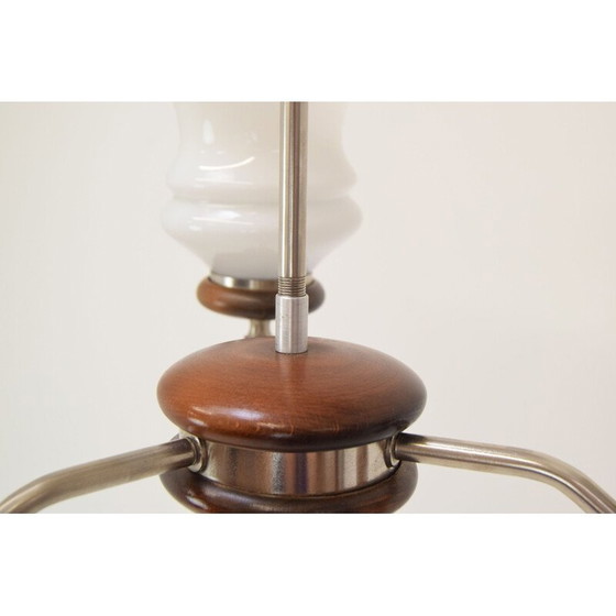 Image 1 of Lustre vintage en bois et verre, Tchécoslovaquie 1960