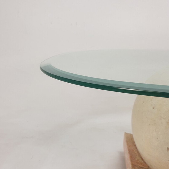 Image 1 of Table basse vintage en pierre de Mactan et verre par Magnussen Ponte, 1980