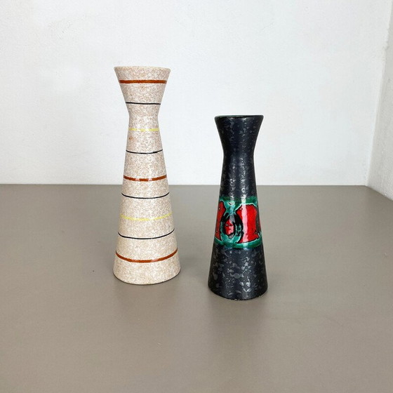 Image 1 of Paire de vases en poterie "Multi-Color" de Scheurich, Allemagne, années 1970