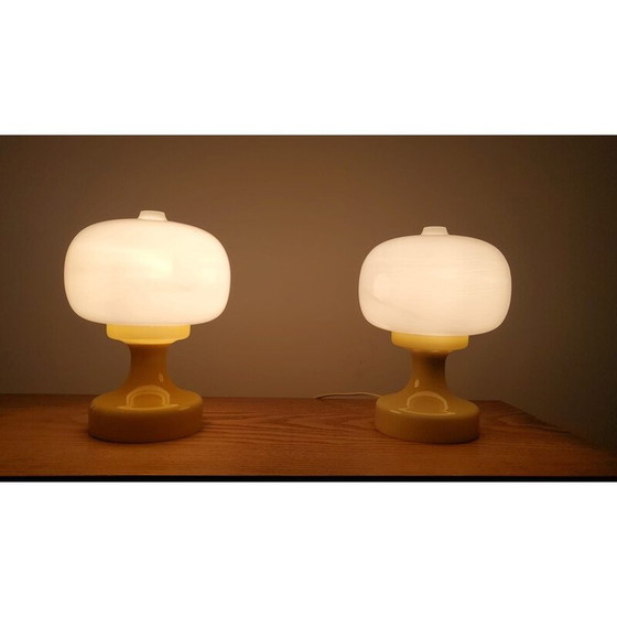 Image 1 of Paire de lampes de table en verre vintage, 1970