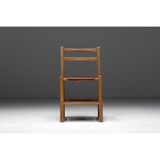 Image 1 of Chaises de salle à manger cognac du milieu du siècle, France années 1950