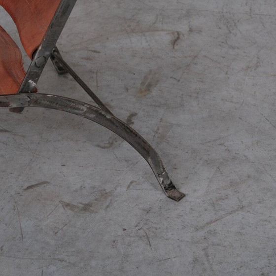 Image 1 of Paire de fauteuils pliants vintage en cuir et métal, France 1950