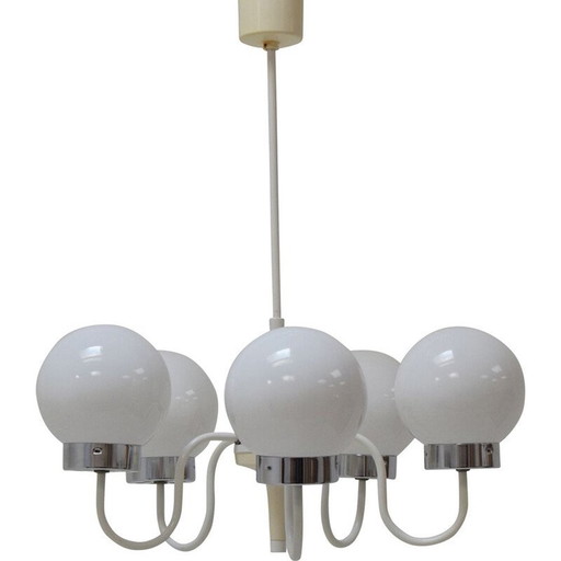 Lustre vintage en métal et verre par Jílové u Děčína, République tchèque 1970.