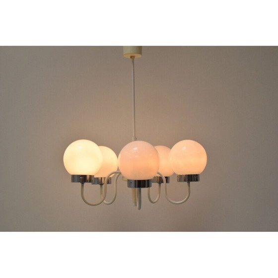 Image 1 of Lustre vintage en métal et verre par Jílové u Děčína, République tchèque 1970.