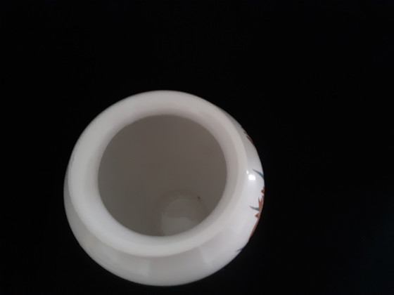 Image 1 of Vase italien Décor Exclusiv, martin-pêcheur en décoration florale, 20 cm, rare édition blanche.