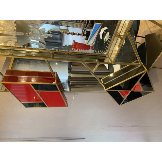 Image 1 of Miroir vintage noir et rouge par Martin Studio 2000s