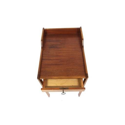 Table de chevet vintage en acajou et métal, Suède 1950