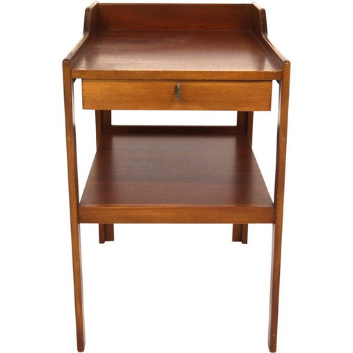 Table de chevet vintage en acajou et métal, Suède 1950