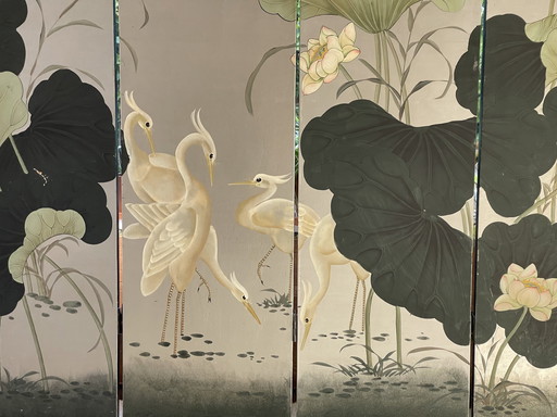 Paravent vintage japonais peint à la main / Séparateur de pièce