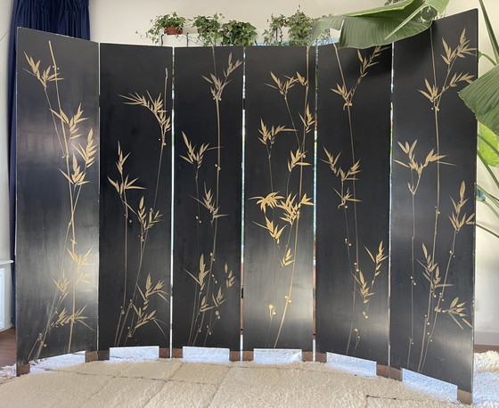 Image 1 of Paravent vintage japonais peint à la main / Séparateur de pièce
