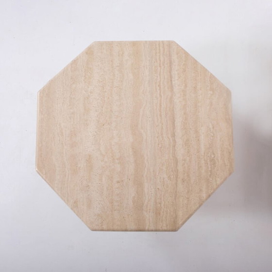 Image 1 of Table basse octogonale en travertin, 1970