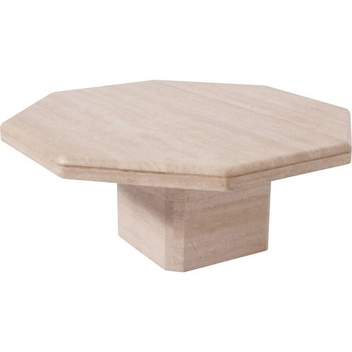 Table basse octogonale en travertin, 1970