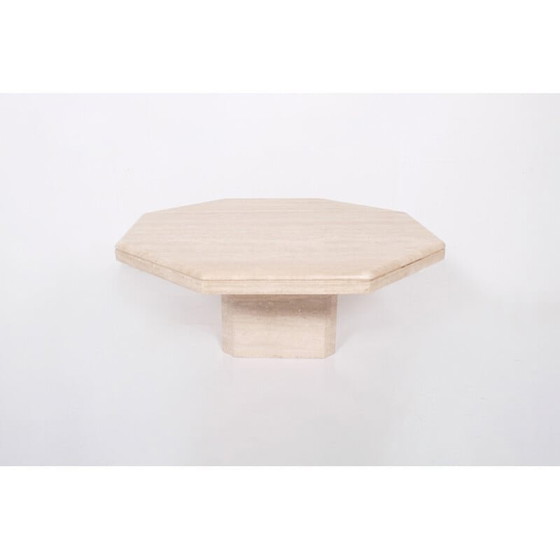Image 1 of Table basse octogonale en travertin, 1970