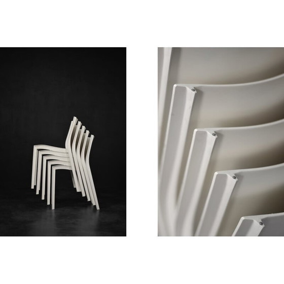 Image 1 of Ensemble de 5 chaises françaises vintage en plastique blanc Slick Slick par Philippe Starck pour Xo Design, 1999