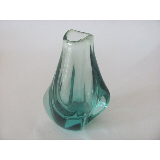 Image 1 of Vase vintage en métal et verre, Tchécoslovaquie 1960