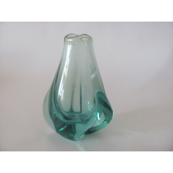 Image 1 of Vase vintage en métal et verre, Tchécoslovaquie 1960