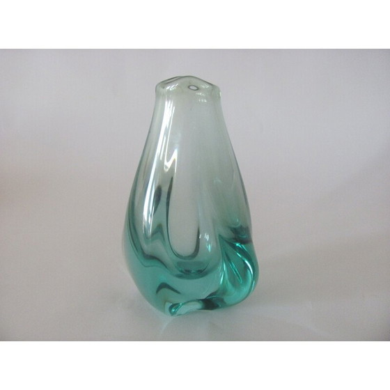 Image 1 of Vase vintage en métal et verre, Tchécoslovaquie 1960