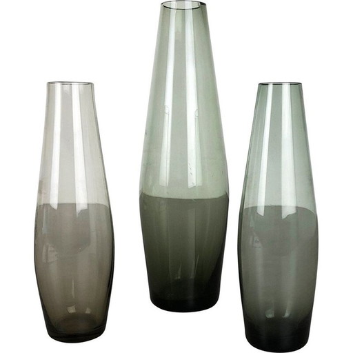 Ensemble de 3 vases vintage en turmaline par Wilhelm Wagenfeld pour le Wmf, Allemagne 1960
