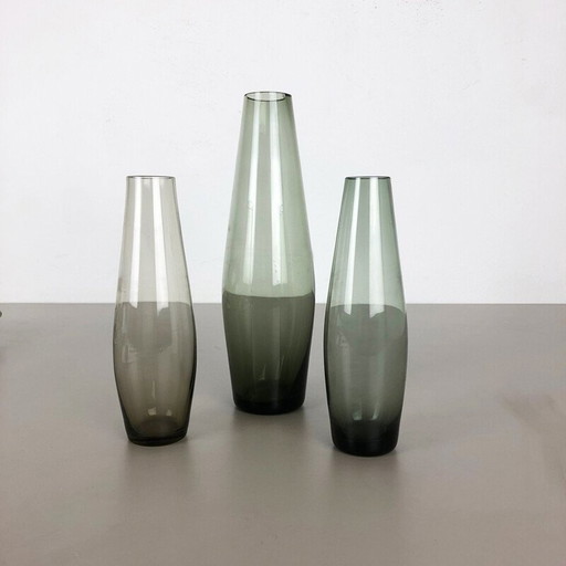 Ensemble de 3 vases vintage en turmaline par Wilhelm Wagenfeld pour le Wmf, Allemagne 1960
