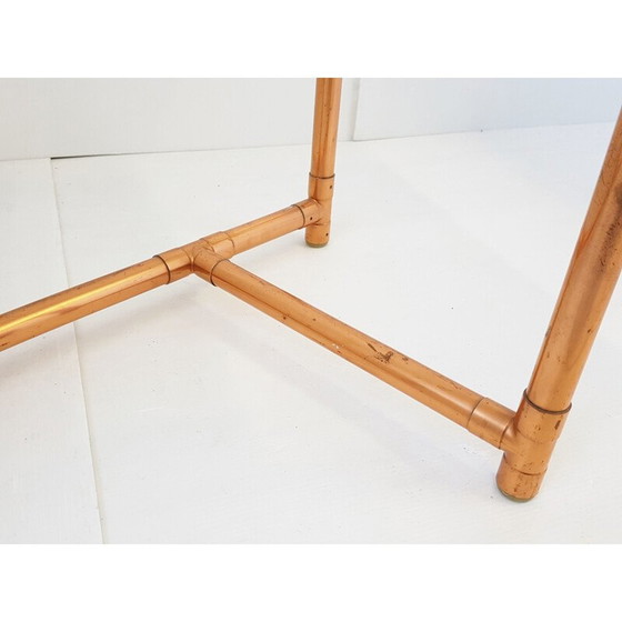 Image 1 of Table basse vintage en cuivre et verre, 1950