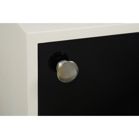 Image 1 of Paire de tables de chevet vintage noir et blanc, Tchécoslovaquie 1940