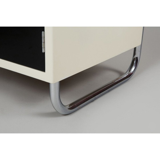 Image 1 of Paire de tables de chevet vintage noir et blanc, Tchécoslovaquie 1940