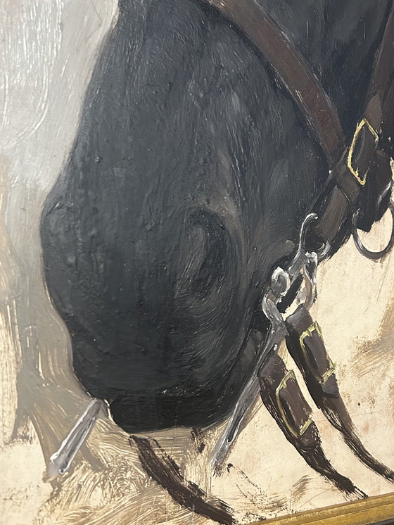 Image 1 of 2 tableaux Constant De Busschere (Pendant) "Portraits de chevaux"