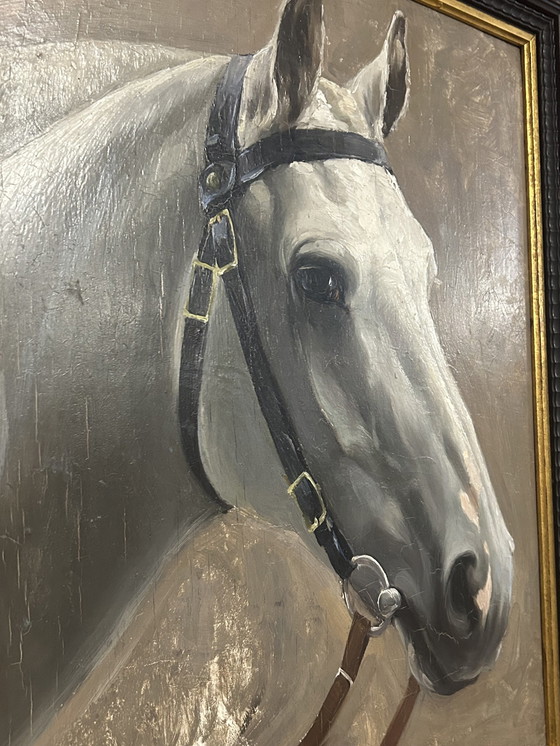 Image 1 of 2 tableaux Constant De Busschere (Pendant) "Portraits de chevaux"