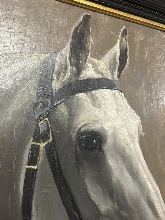 Image 1 of 2 tableaux Constant De Busschere (Pendant) "Portraits de chevaux"