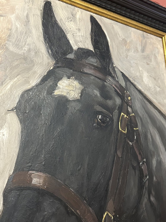 Image 1 of 2 tableaux Constant De Busschere (Pendant) "Portraits de chevaux"