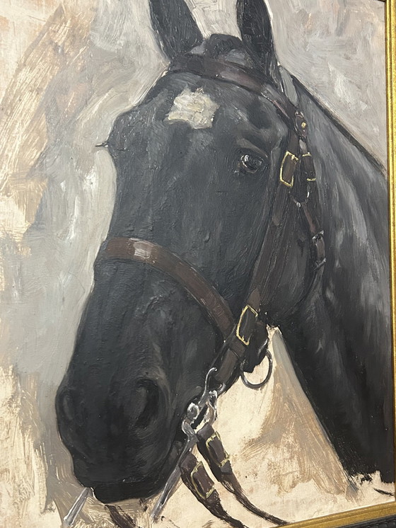 Image 1 of 2 tableaux Constant De Busschere (Pendant) "Portraits de chevaux"