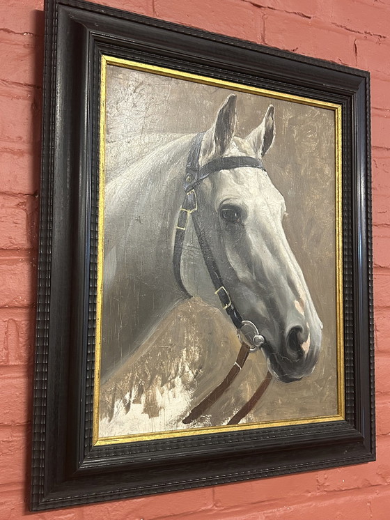 Image 1 of 2 tableaux Constant De Busschere (Pendant) "Portraits de chevaux"