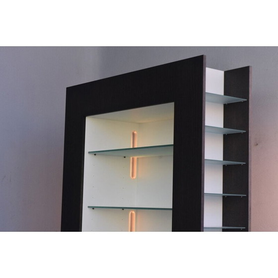 Image 1 of Vitrine électrifiée vintage en bois laqué noir pour Acerbis